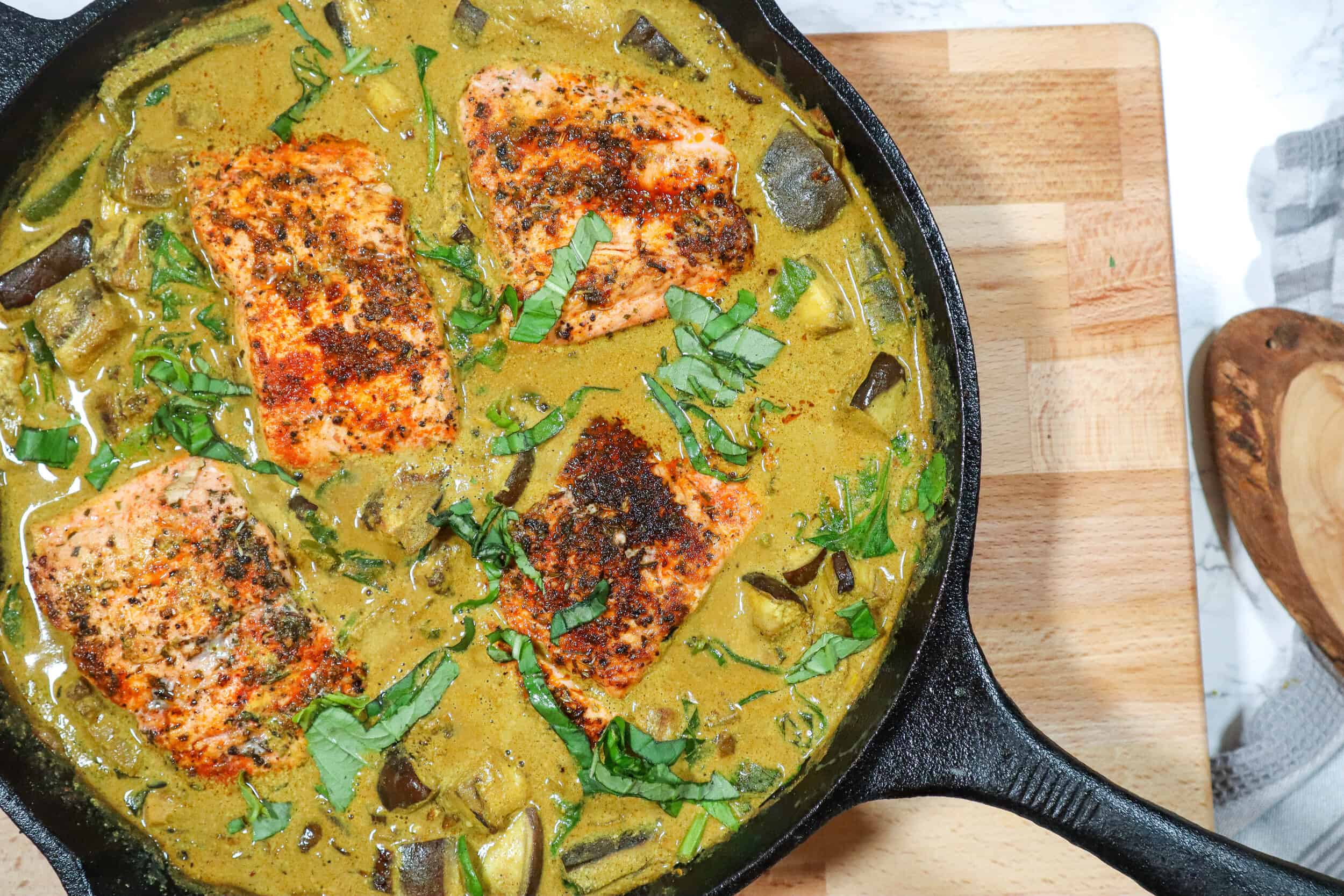 One-Pot Coconut Curry with Blackened Salmon