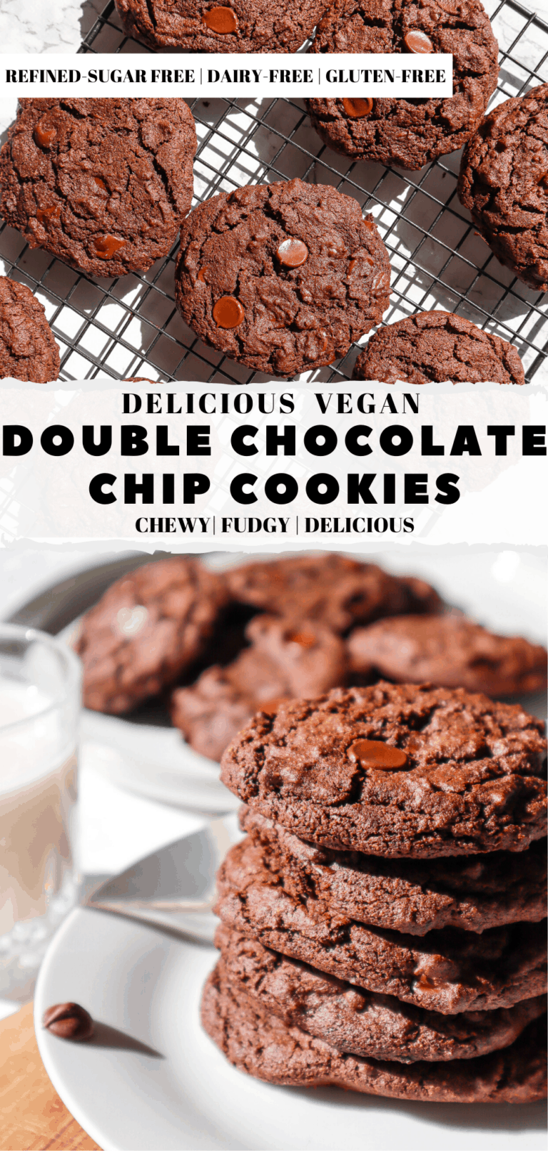 double chocolate chip vegan cookies