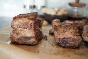 pan seared short ribs on parchment paper