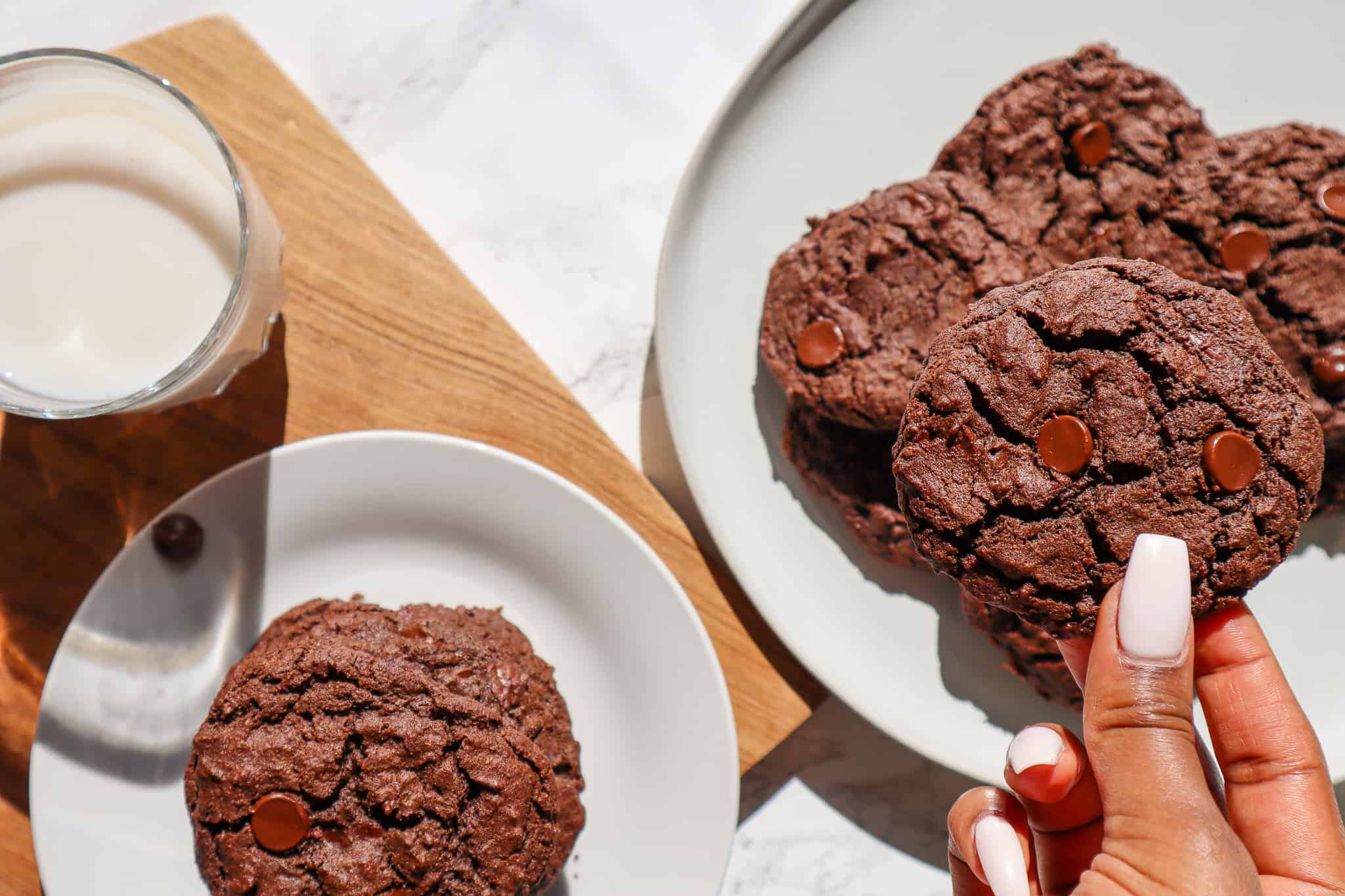 Vegan Gluten-Free Double Chocolate Chip Cookies - Good Food Baddie