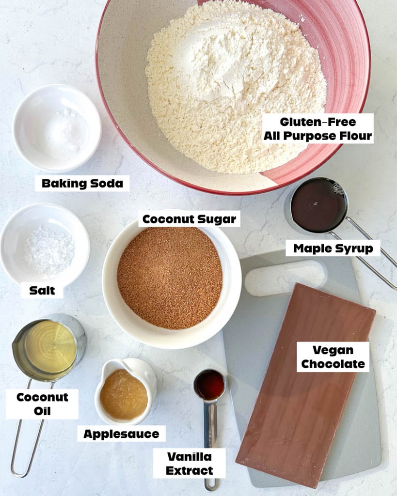 ingredients for gluten free vegan chocolate chip cookies
