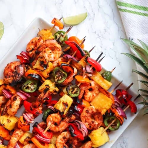 Sweet & Spicy Pineapple Shrimp Skewers - Good Food Baddie