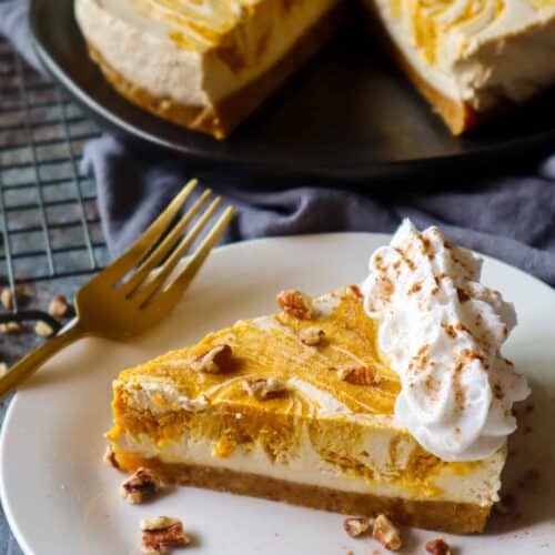 No-Bake Pumpkin Swirl Cheesecake | Vegan + GF - Good Food Baddie