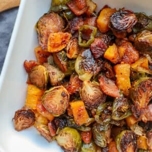 roasted Brussels sprouts with butternut squash and bacon
