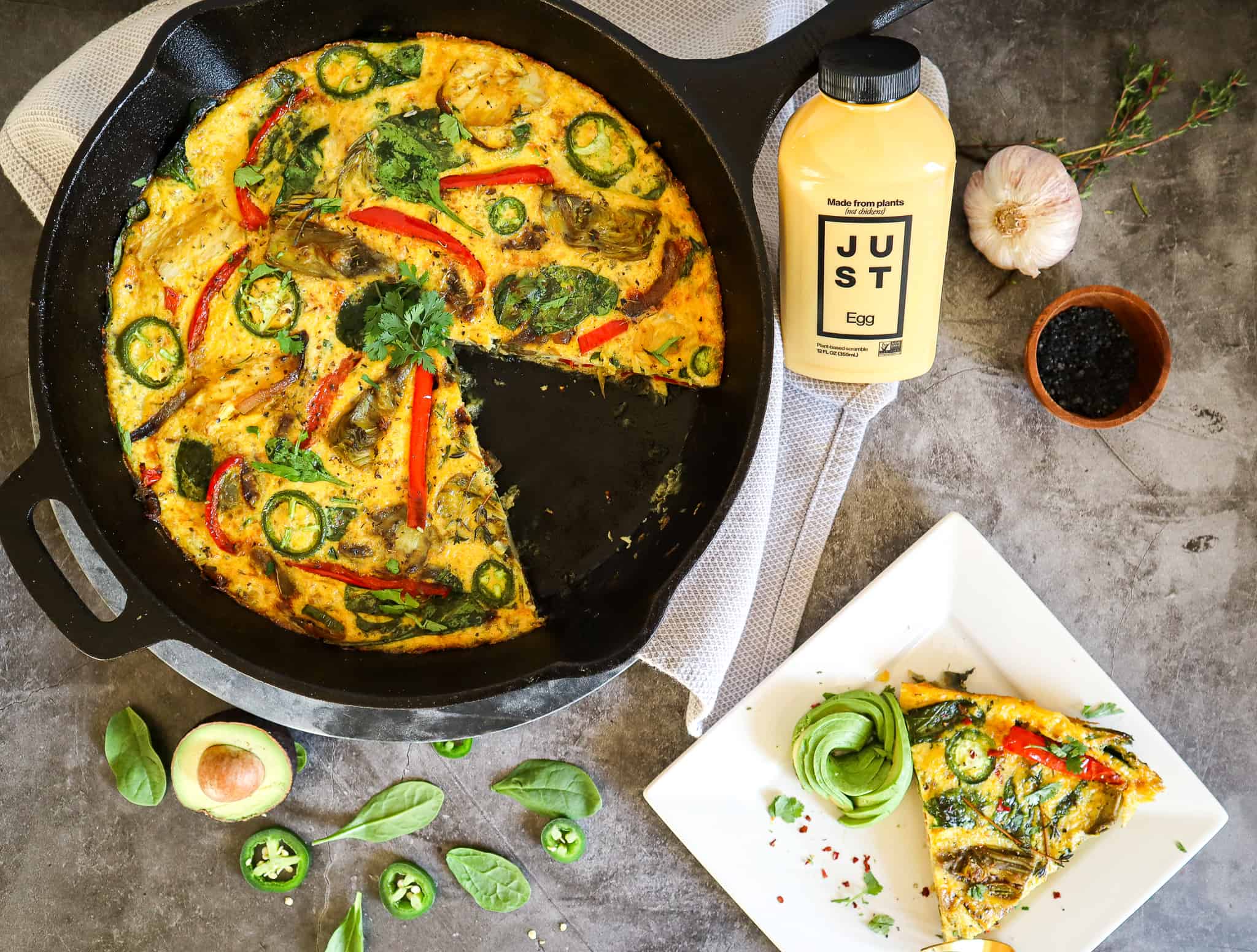Plant-Based Spinach Artichoke Frittata Using JUST Egg