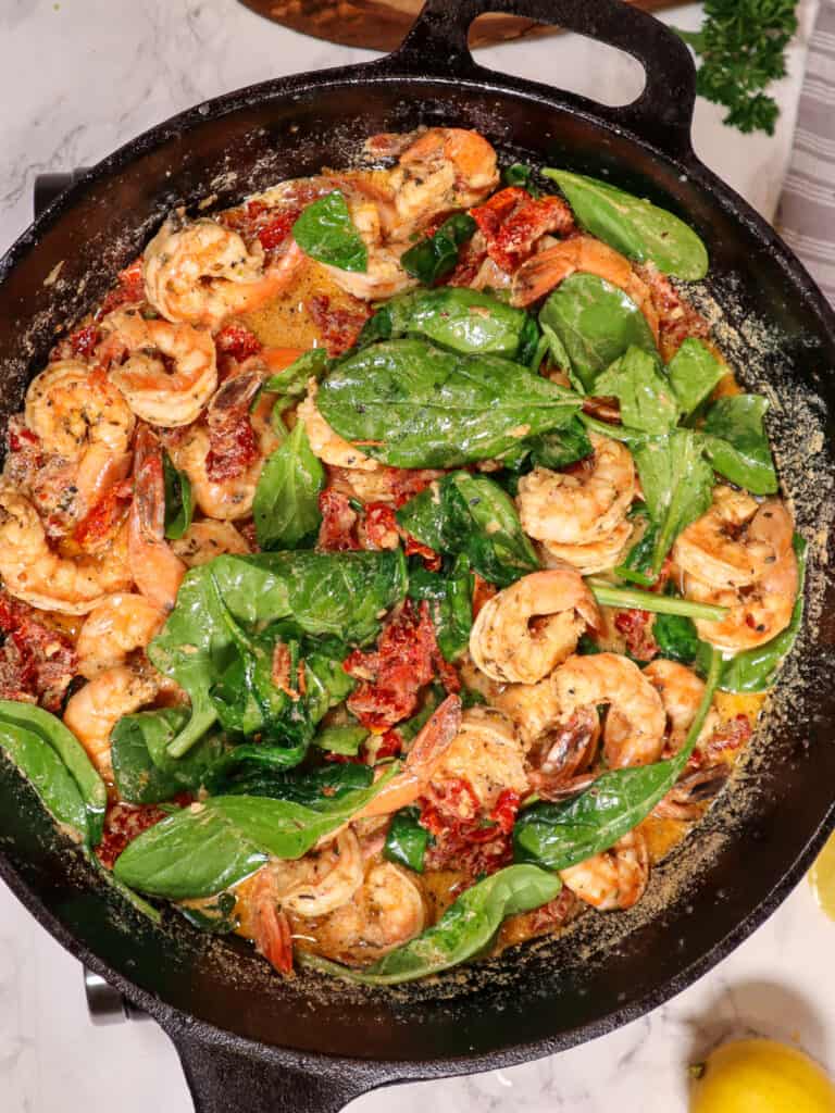 dairy free pasta sauce with shrimp spinach and sun dried tomatoes