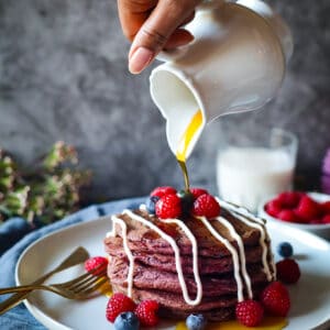 red velvet beet pancakes vegan and gluten free