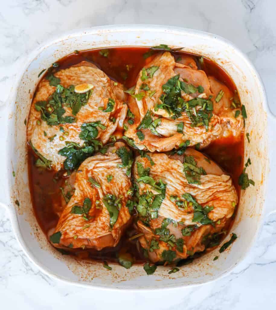 raw chicken thighs in cilantro lime sauce
