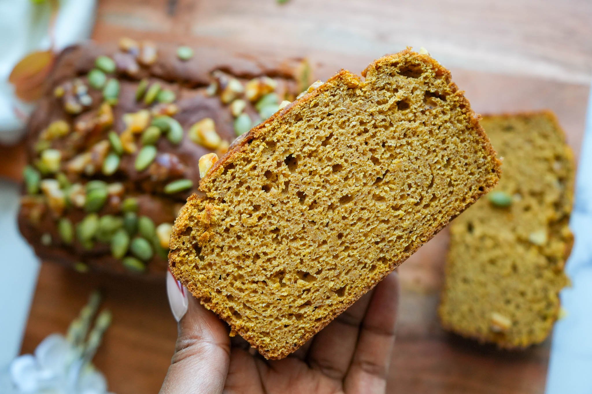 slice of gluten free sweet potato bread