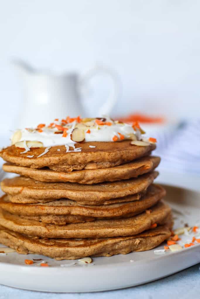Stack of 6 Gluten Free Carrot Cake Pancakes