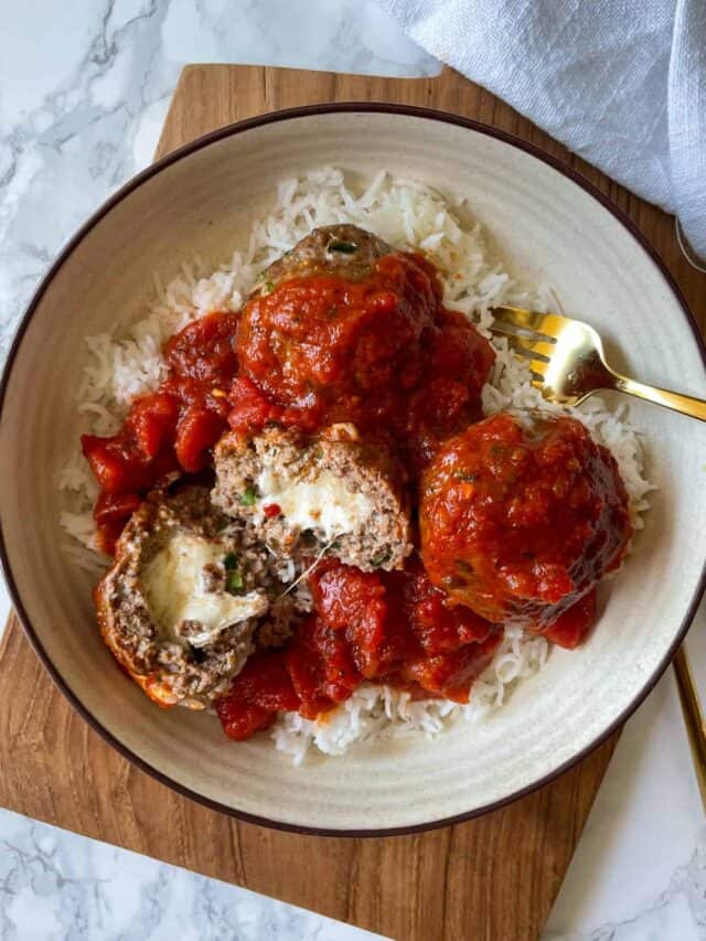 Air Fryer Meatballs Stuffed With Cheese