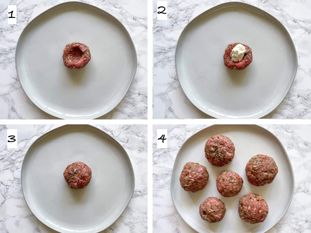 Steps to make stuffed meatballs