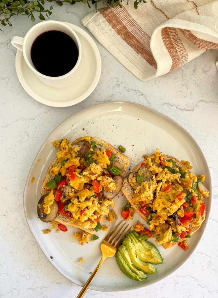 Veggie Loaded Vegan Egg Scramble Using JUST Egg