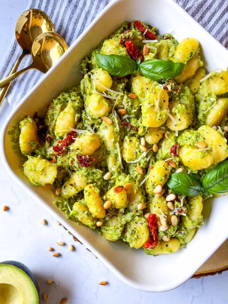 pesto pasta recipe with avocado quick healthy 10 minutes recipe