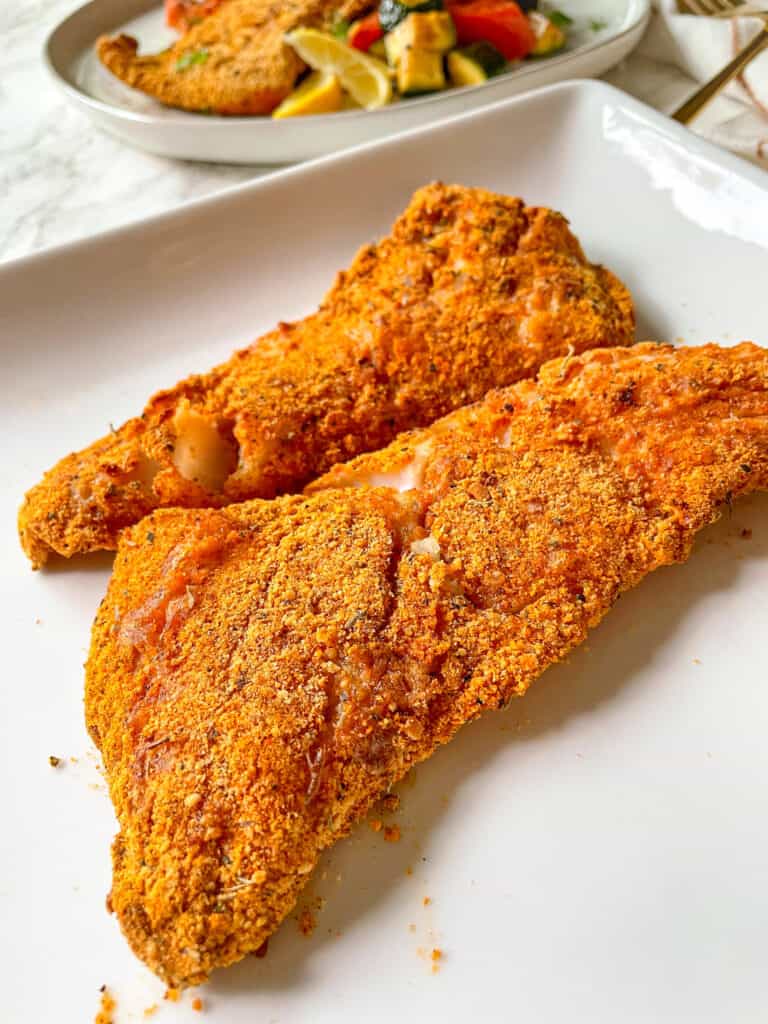 Crispy Gluten Free Air Fryer Fish close up to show texture