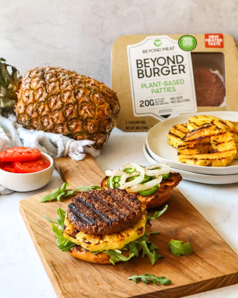 Grilled Beyond Burger With Grilled Pineapple, Gluten-Free and Plant Based