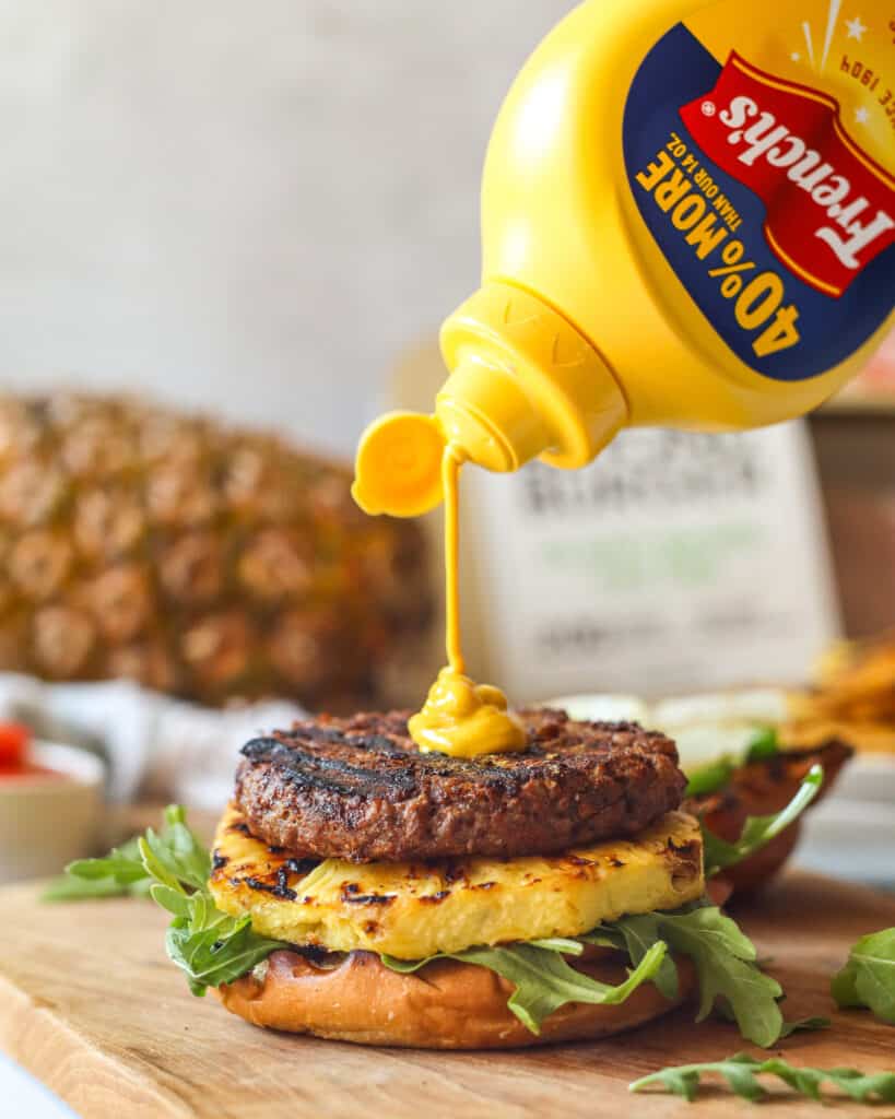 Mustard on top of beyond burger