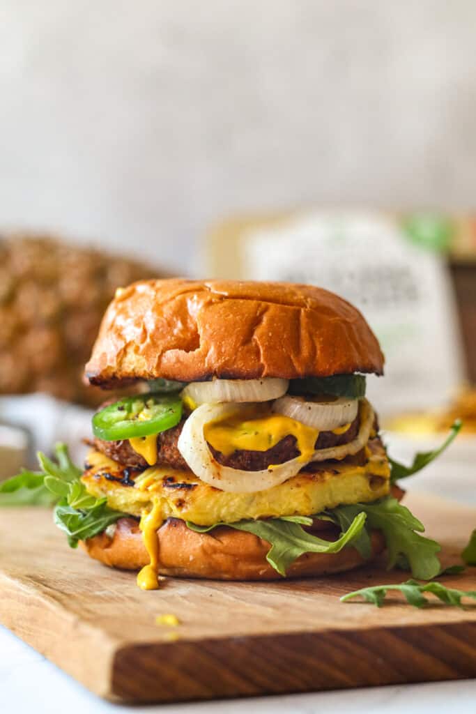 Grilled Beyond Burger With Grilled Pineapple, Gluten-Free and Plant Based