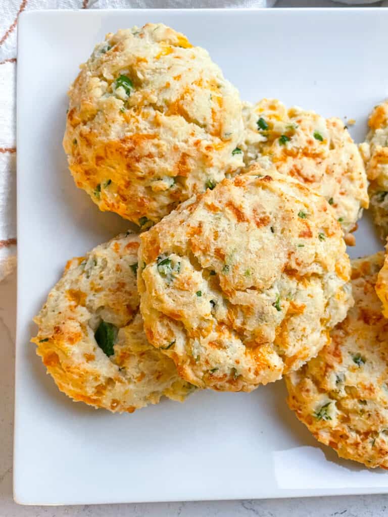 Close up of Gluten Free Jalapeno Cheddar Biscuits to show texture
