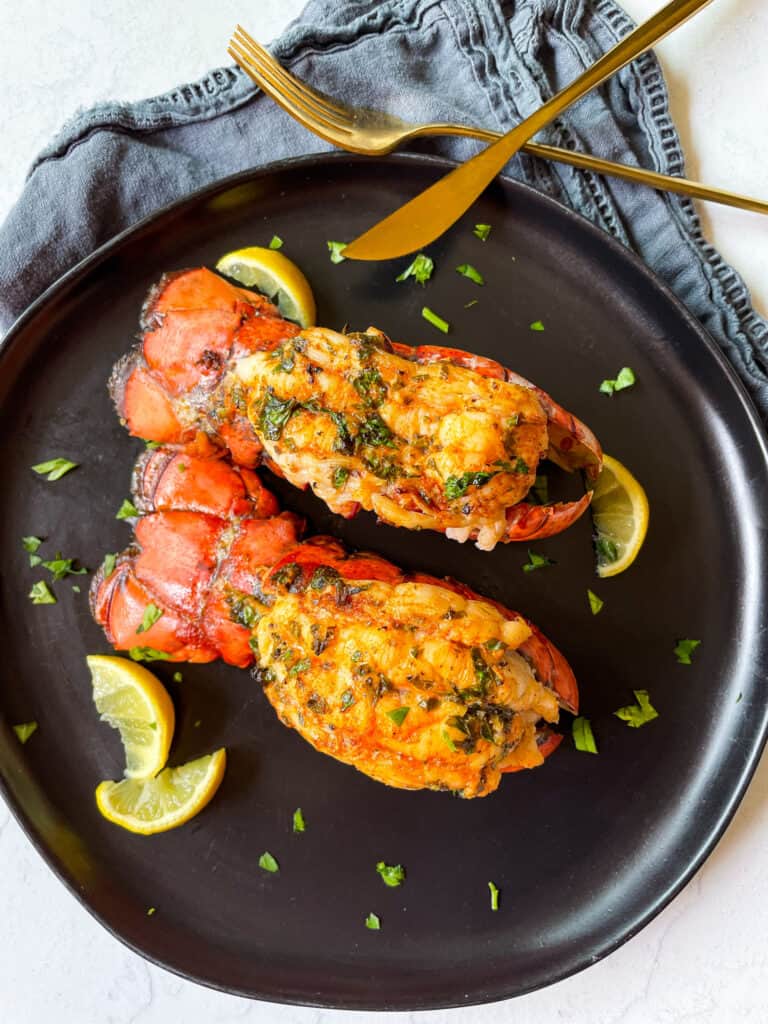 Air Fryer Lobster With Lemon Garlic Butter Sauce