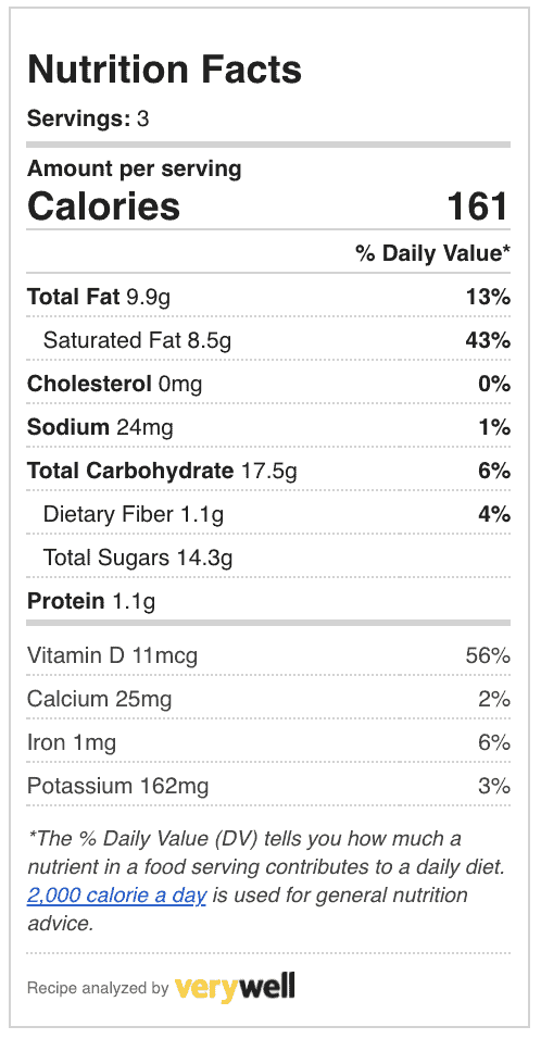 nutrition facts for vegan pumpkin cream cold brew starbucks copycat recipe. 161 cal, total fat 9.9g, cholesterol 0mg, sodium 24mg, total carbohydrate 17.5g, protein 1.1g. based on 3 servings