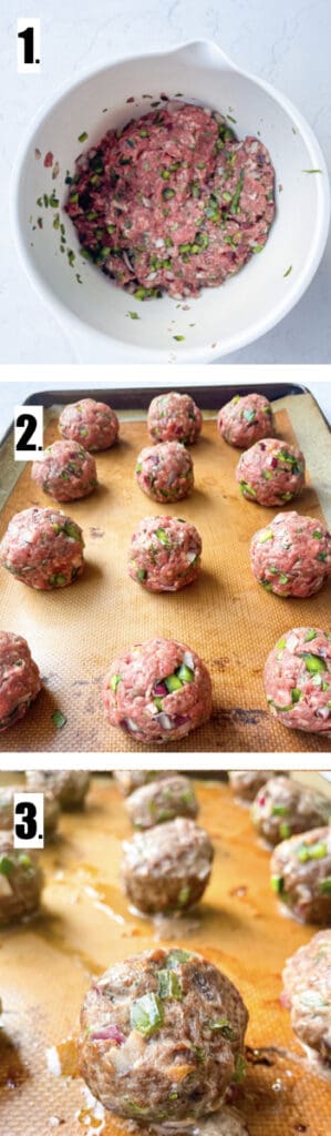 how to make bison meat balls in the oven step by step images