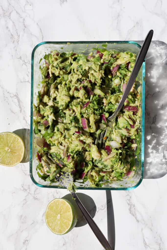 avocado chicken salad and limes