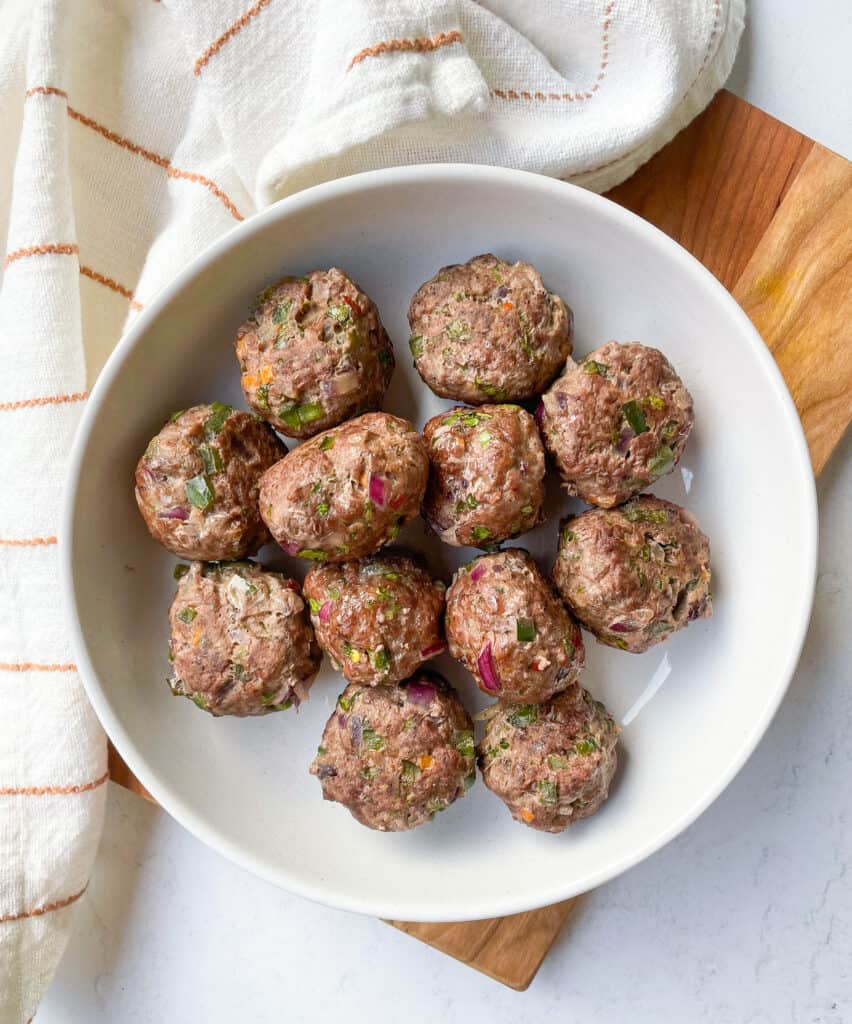 bowl of healthy oven baked bison meatballs