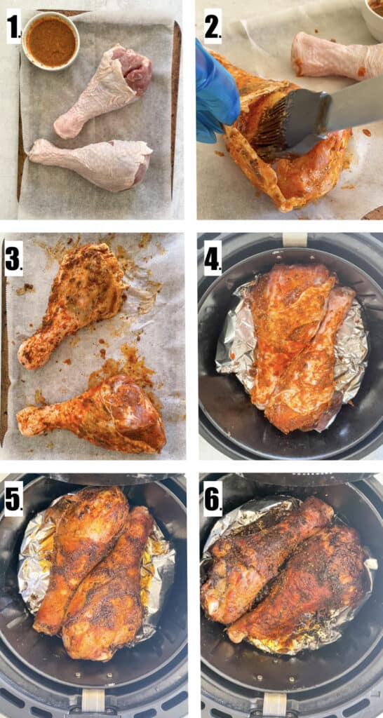 image steps for how to make turkey legs. 