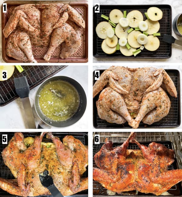 image steps for how to roast a spatchcock turkey