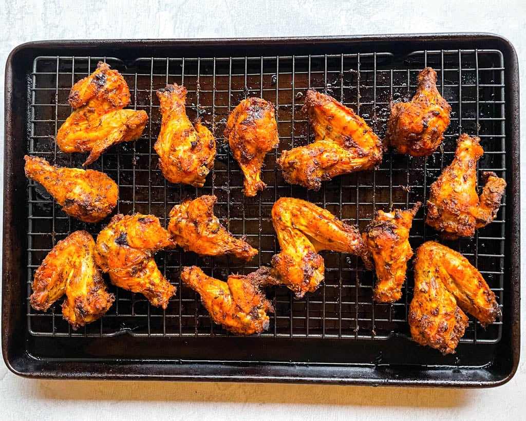 baked chicken wings on wire rack