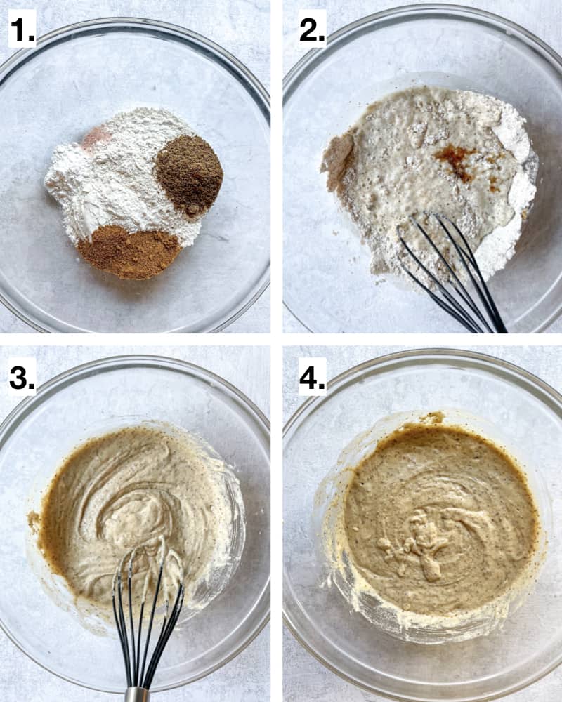 images to show how to make vegan gluten free pancake batter