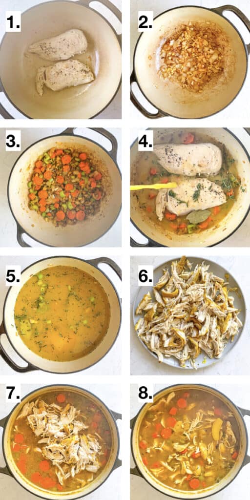 image steps to show how to make this chicken soup recipe. 