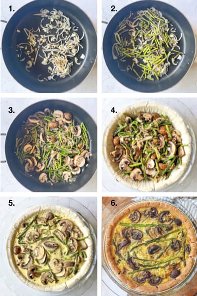 images to show how to make an eggless quiche using just egg