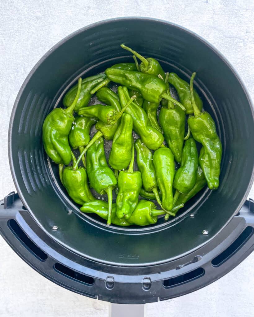 raw shishito peppers in the air fryer
