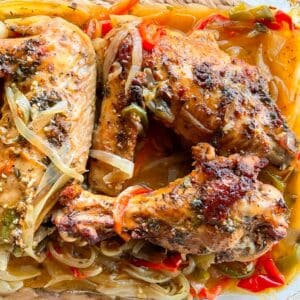 close up of turkey in a dish