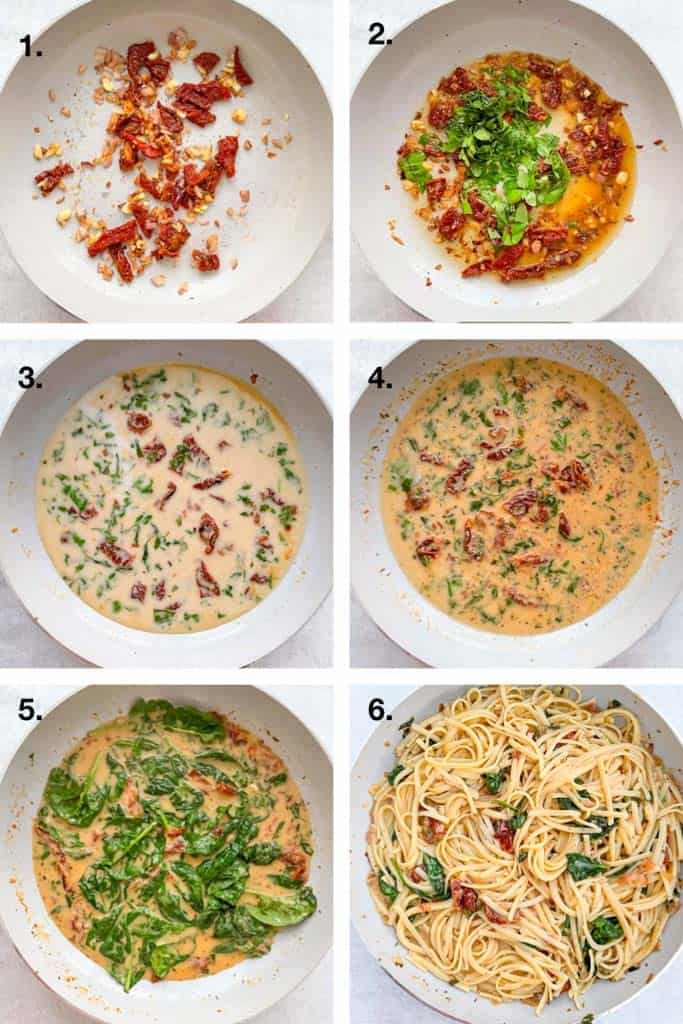 image overview of how to make creamy lemon garlic pasta sauce without dairy or cream
