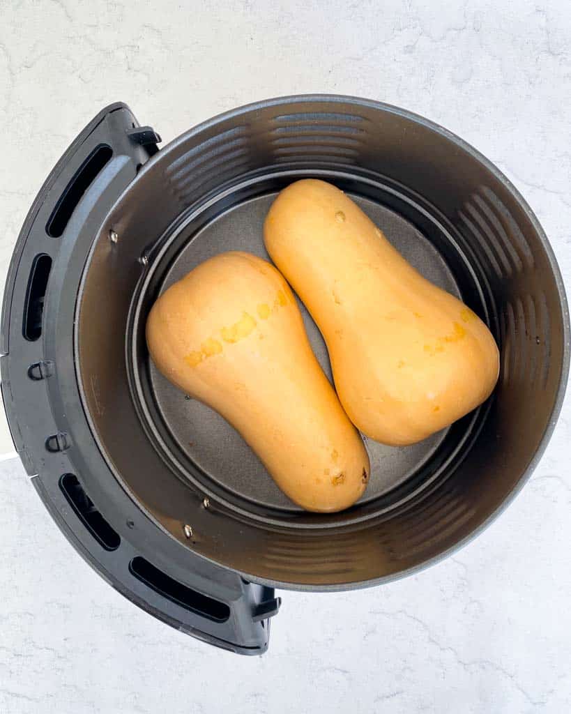butternut squash in the air fryer skin side up