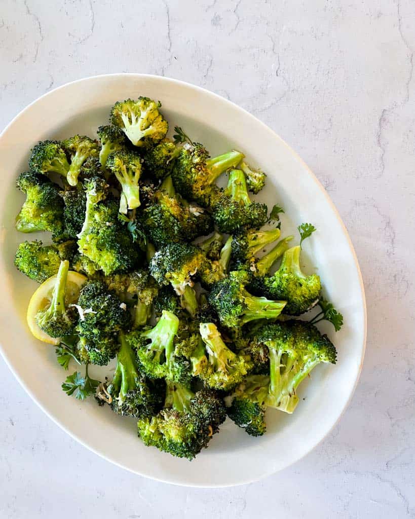 plated broccoli with lemon