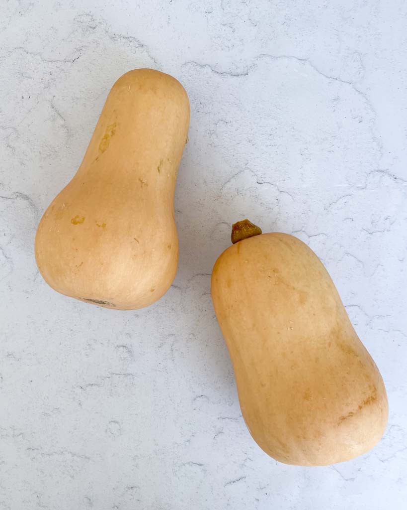 two whole butternut squash