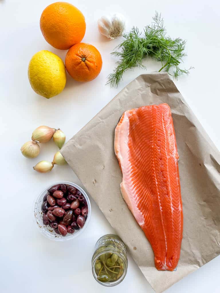 ingredients to make baked rainbow trout