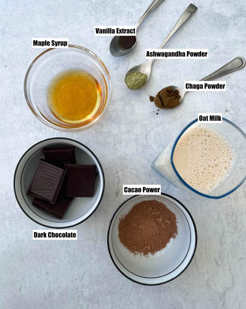ingredients to make oat milk hot chocolate