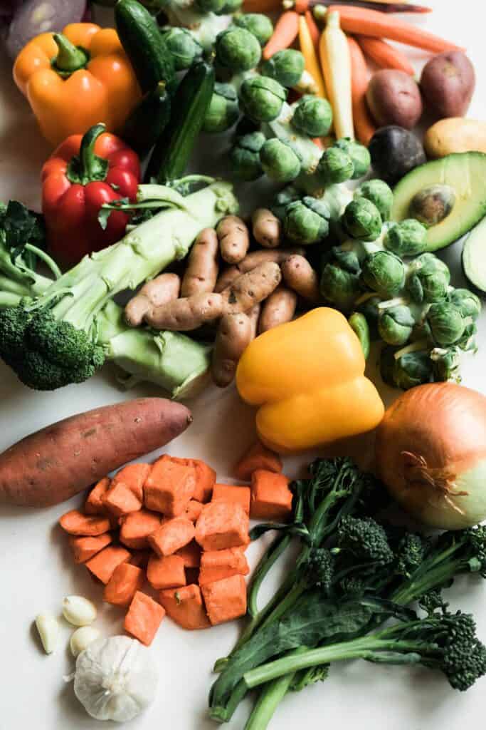 overhead view of fresh natural produce