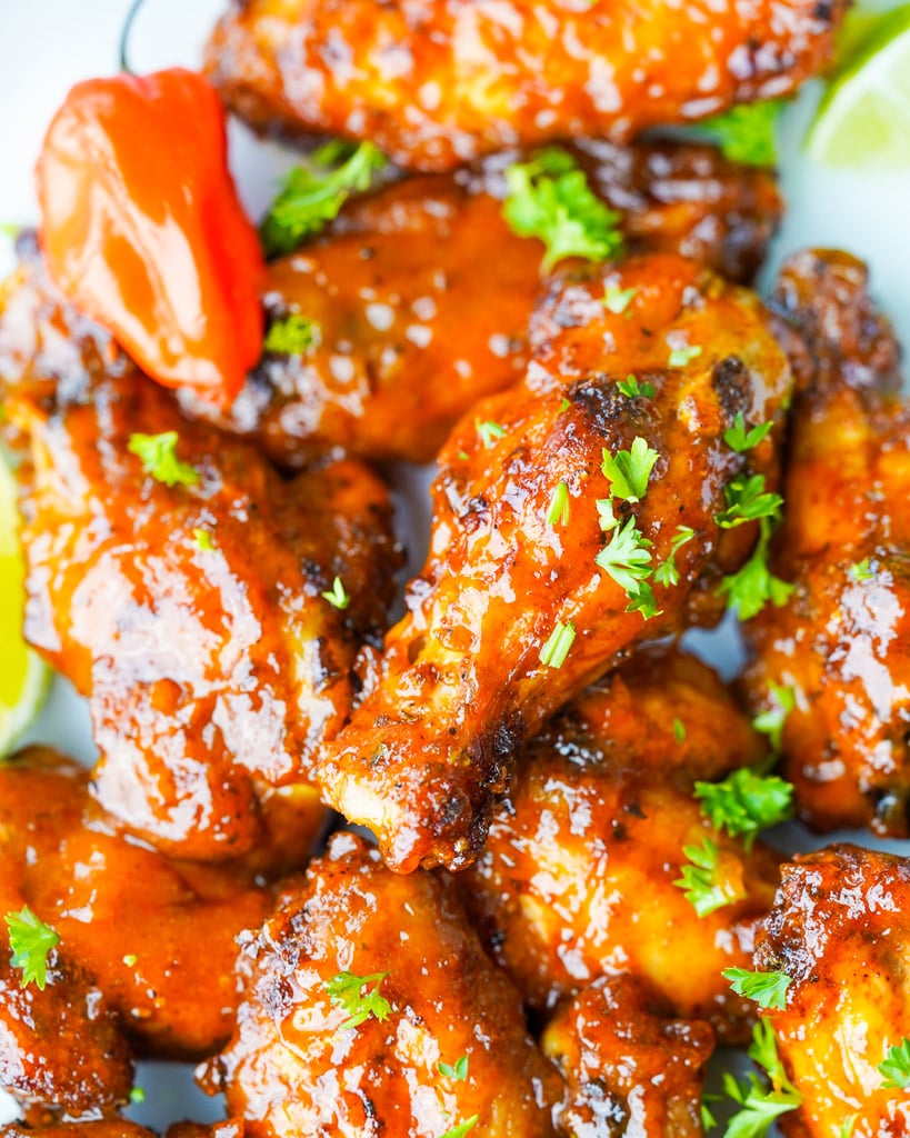 close up view of saucy wings