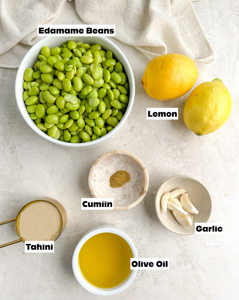 overhead view of hummus ingredients