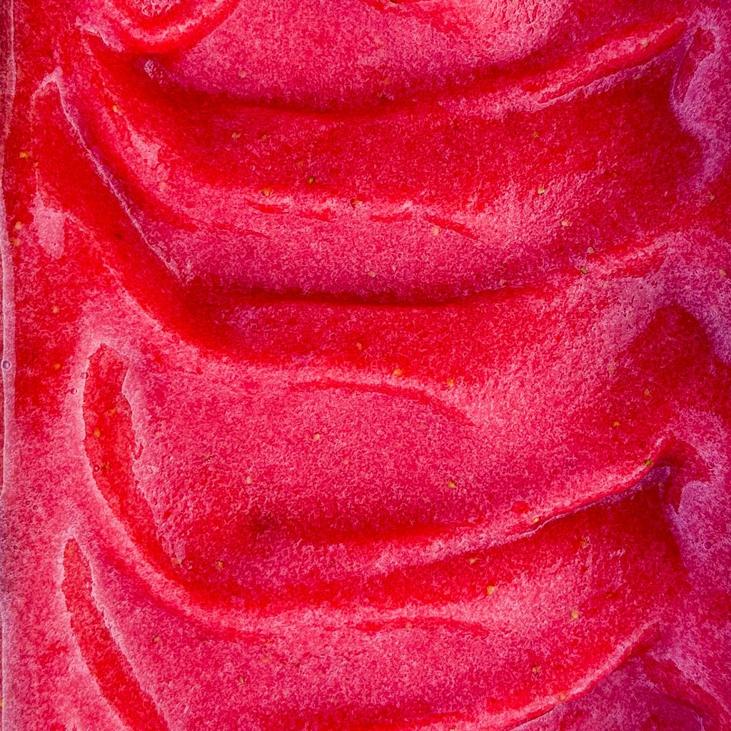 close up view of strawberry sorbet