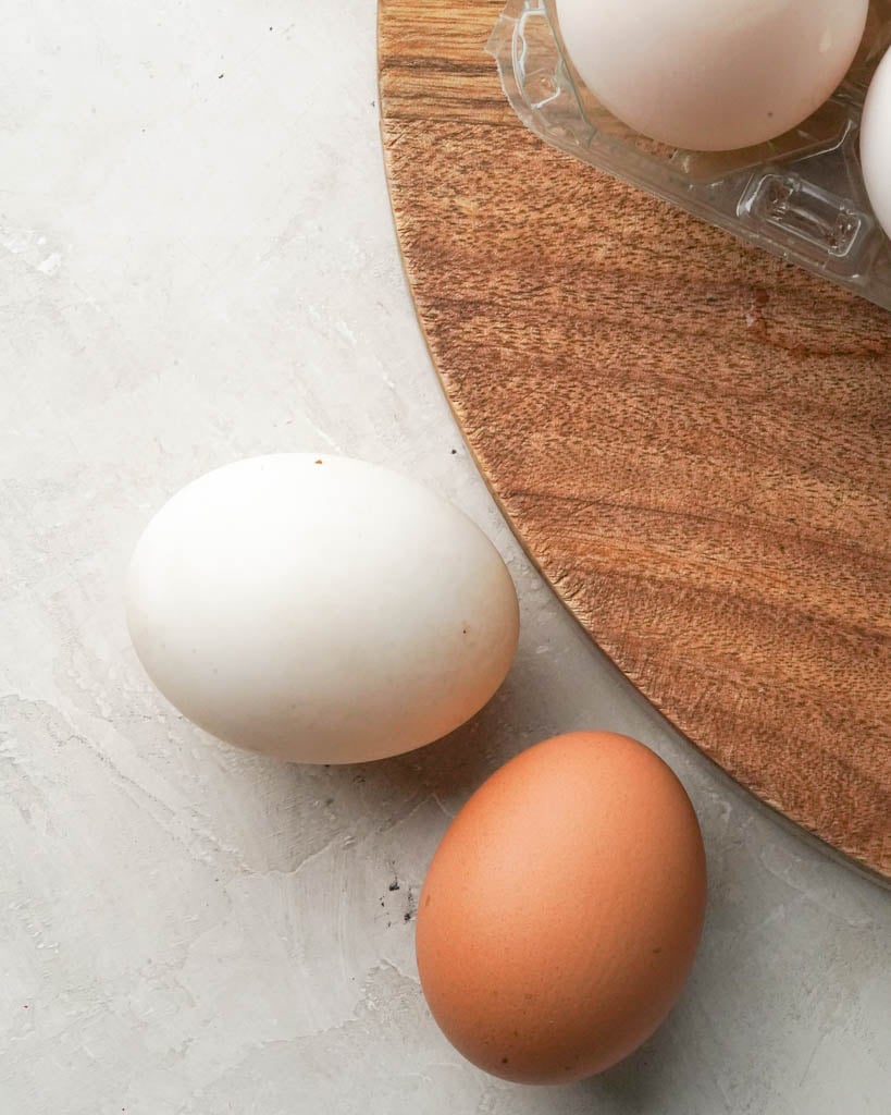 a duck egg and a chicken egg side by side