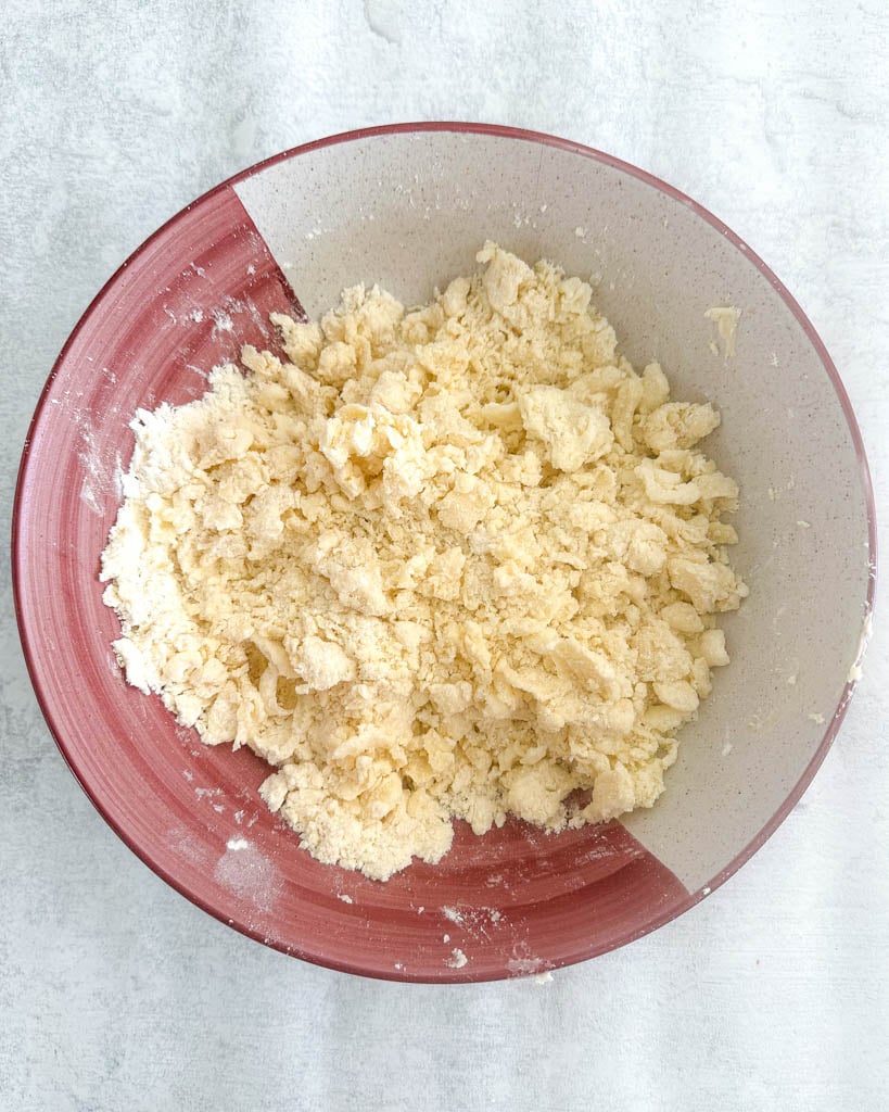 gluten free flour with butter mixed 