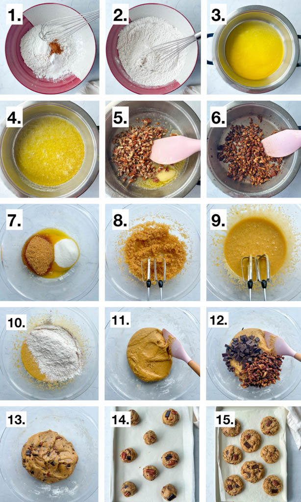a 15 step visual showing how to make butter pecan cookies