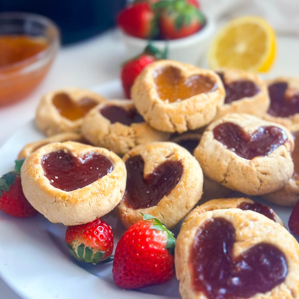 Thumbprint Cookies (Heart Shaped) - Good Food Baddie